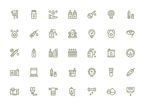 35 Fluid Icons in Regular Clean Line Aesthetic Web and App Icon Pack Collection vector