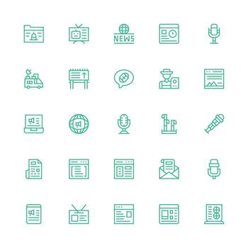 News featuring 25 Icons in Medium Stroke Outline Design UI and UX Focused Icon Collection vector