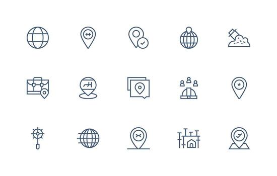 sitio conjunto con 15 regular línea íconos mínimo icono paquete vector