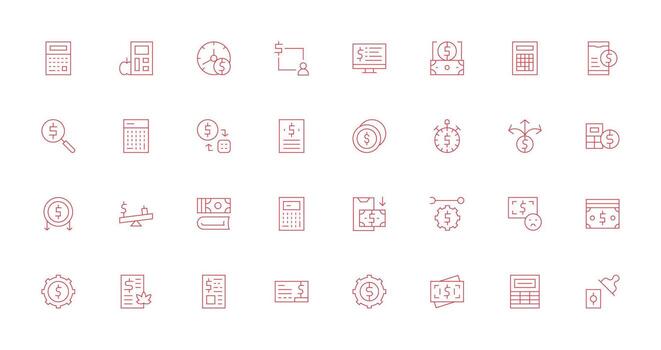 32 Delgado línea íconos para gastos gráficos claro y conciso icono conjunto colección vector