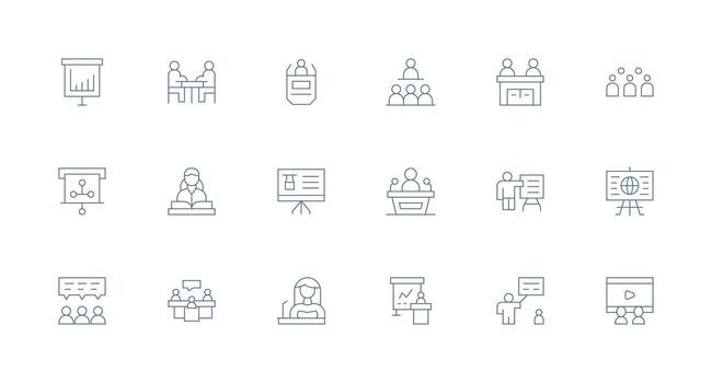 18 Minimal Line Vectors for Seminar Theme Neatly Designed Icons for Web Platforms