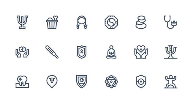 18 Strong Stroke Line Designs for Wellbeing Icons Clean Icon Collection for Web Use vector