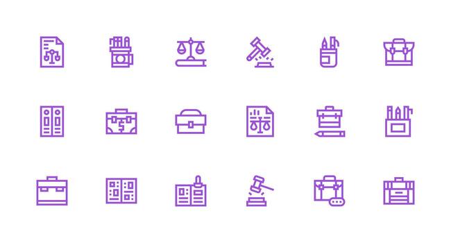 18 Strong Stroke Line Icons for Case Graphics Icon Pack for UI vector
