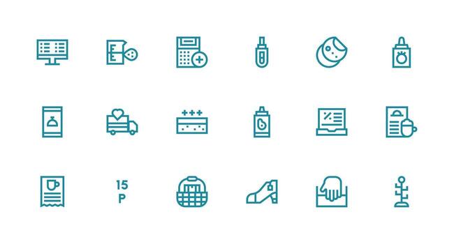 18 Strong Stroke Line Icons for Item Graphics Icon Set for Projects vector