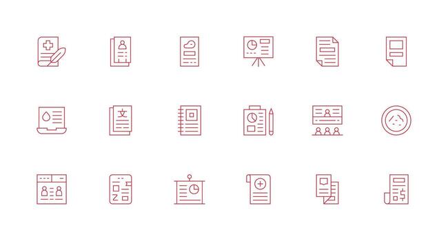 Summary Visual Pack containing 18 Minimal Line Icons Reusable Icon Set vector