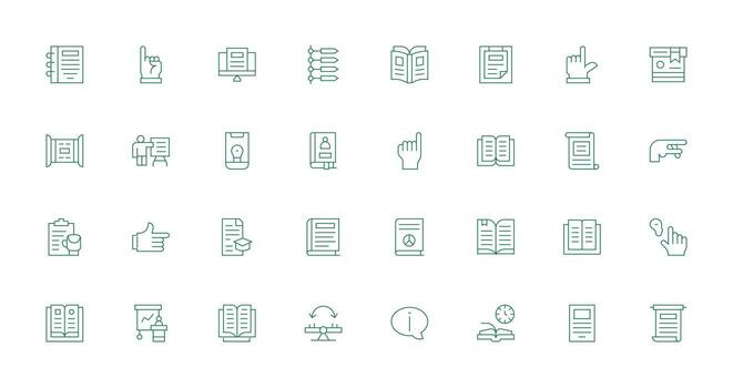 Delgado línea íconos desde instrucción conjunto con 32 vectores línea icono colección