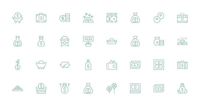 Wealth including 32 Thin Line Illustrations Clean Icon Set Icon Pack for UI Projects vector