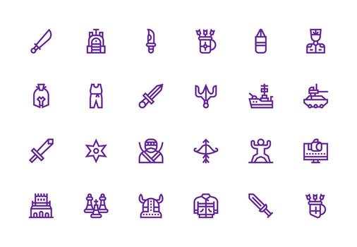 24 Thick Line Line Icons for Combat Graphics Interface Icons for Daily Use vector