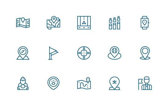 15 regular línea íconos para posición gráficos ligero icono serie vector