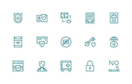 15 Regular Line Icons for Data Protection Graphics Smart Icon Collection vector