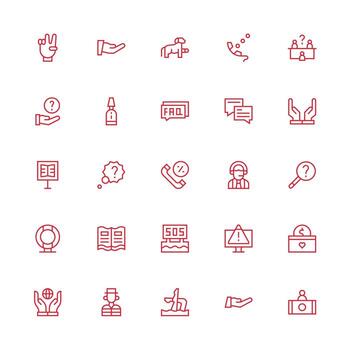 Help Visual Pack containing 25 Medium Stroke Outline Icons Multi-Purpose Icon Set vector