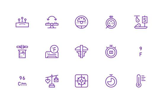 Measurement including 15 Regular Line Illustrations Essential Icons for Rapid UI Building vector