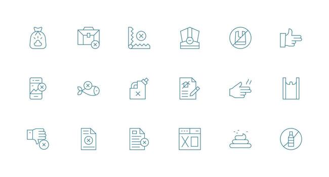 18 Icons for Refuse in Minimal Line Format Theme-Based Icon Pack vector