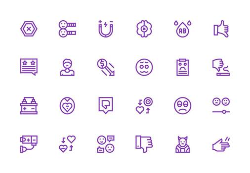 Negative Icon Set with 24 Thick Line Line Graphics Display Icon Pack vector