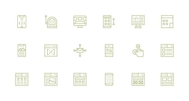 18 Icons for Responsive in Minimal Line Format Compact Icon Set vector