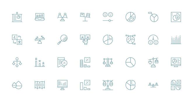 Thin Line Icons from Comparison Set with 32 Vectors Icon Set