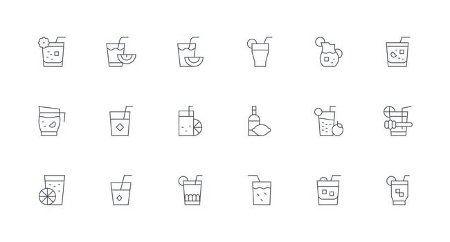 Lemonade featuring 18 Icons in Minimal Line Design Compact Icon Set vector