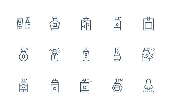 fragancia presentando 15 íconos en regular línea diseño completar icono haz para web diseño vector