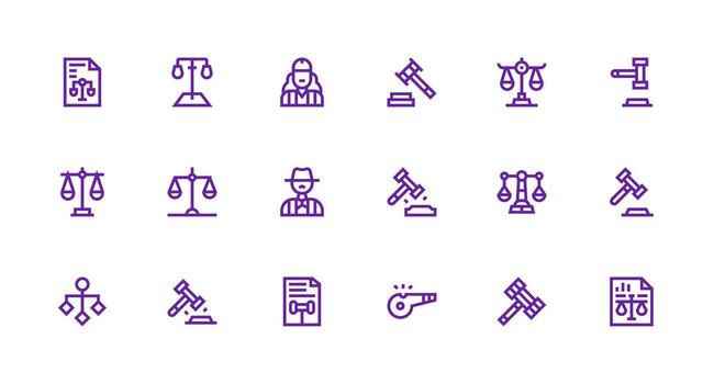 18 Icons for Judgement in Strong Stroke Line Format Multi-Style Icons for Creative Projects vector