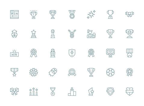 Light Line Style Trophy Icons with 35 Vectors Essential Icons for Rapid UI Building