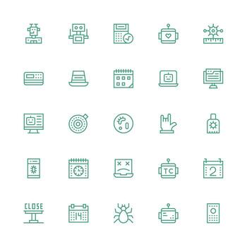Program Icon Collection with 25 Medium Stroke Outline Designs Pixel Perfect Icon Set vector