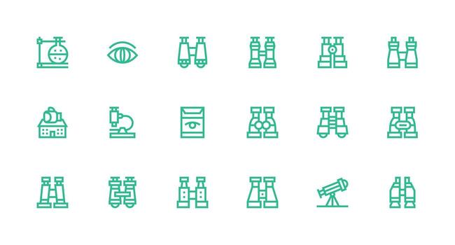 Observation Icon Collection with 18 Strong Stroke Line Designs Icons Built for Visual Consistency Pack vector