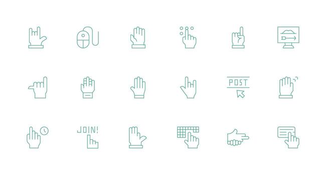 Cursor Design Icons featuring 18 in Minimal Line Style Dashboard Icon Series vector