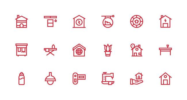18 Strong Stroke Line Style Icons from Home Collection Fully Editable Icon Set for Web vector