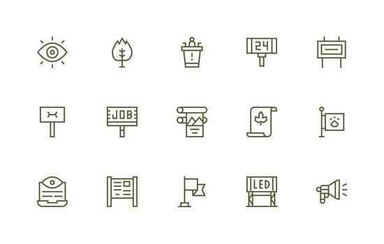 15 Regular Line Icons for Notice Graphics Editable Icon Collection vector