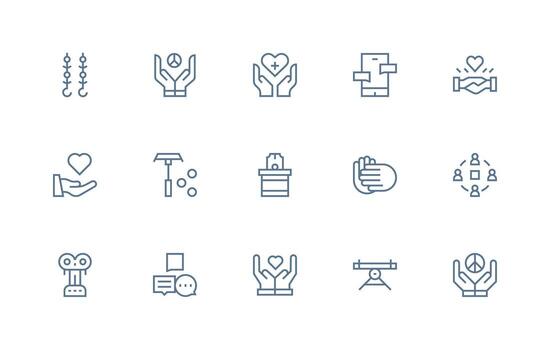 15 regular línea vectores para apoyo sistema tema plano icono conjunto