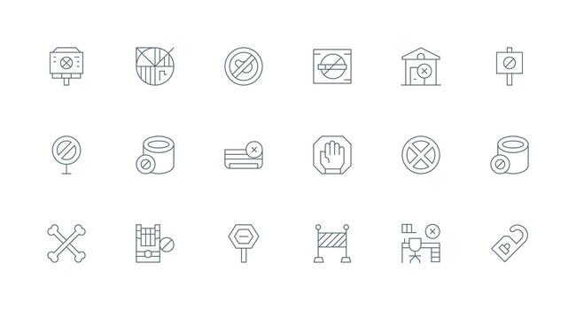 Minimal Line Icons from Do Not Enter Set with 18 Vectors UI-Ready Icon Collection