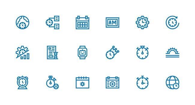 Strong Stroke Line Style Time Icons with 18 Vectors Dashboard Icon Series