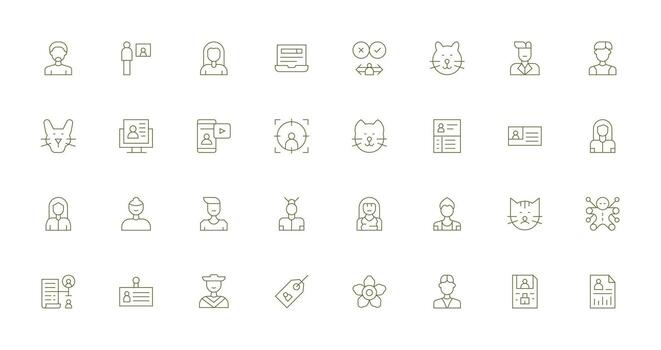 Profile Set with 32 Thin Line Icons Optimized Icon Pack for Digital Products vector
