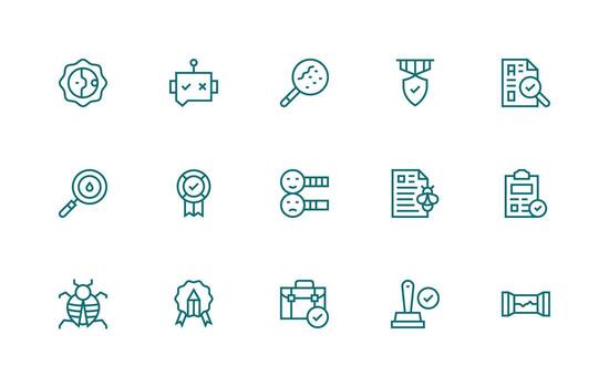 Regular Line Icons from Quality Control Set with 15 Vectors Design Icon Pack