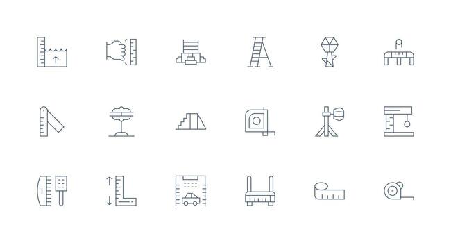 Minimal Line Icons from Height Set with 18 Vectors Compact Icon Pack