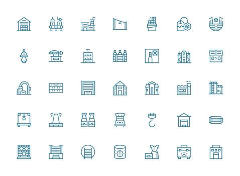 almacén conjunto con 35 regular limpiar línea íconos limpiar icono colección para web utilizar vector