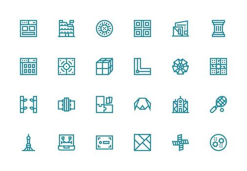 Thick Line Line Icons from Framework Set with 24 Vectors Simplified Icon Pack for Visual Tools