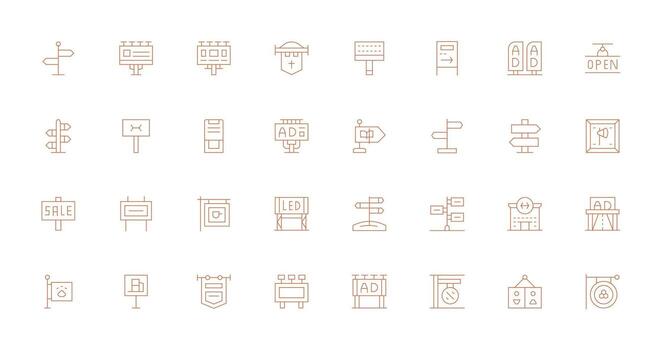 32 Delgado línea íconos para señalización gráficos de múltiples fines icono paquete para plantillas vector