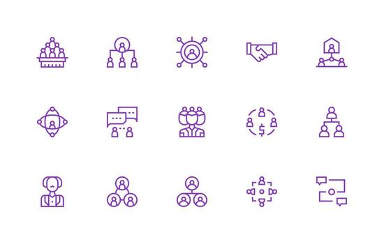 Regular Line Style Collaboration Icons with 15 Vectors Modern Icon Set