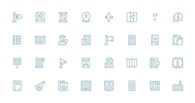 32 Thin Line Icons for Guide Graphics All Device Compatible Icon Set vector