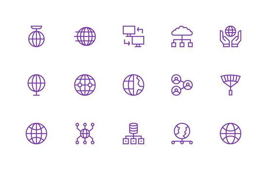 Regular Line Style Network Connection Icons with 15 Vectors High-Quality Icon Pack