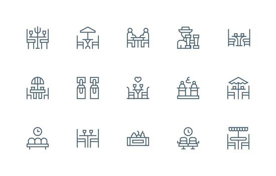 Chairs Icon Collection with 15 Regular Line Designs Core Icon Collection for Daily Tasks vector