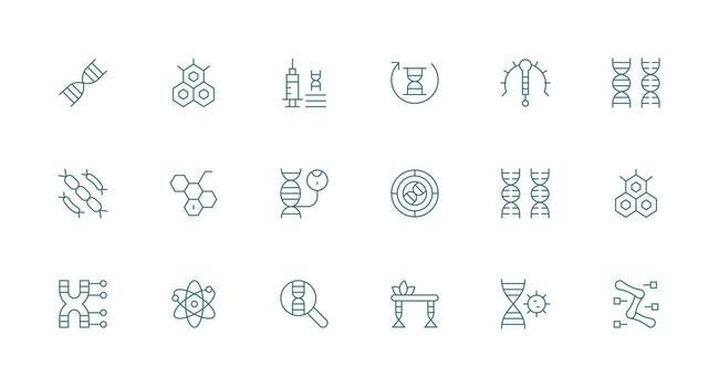 Molecular Visual Pack containing 18 Minimal Line Icons Neutral Style Icons for Any Project vector