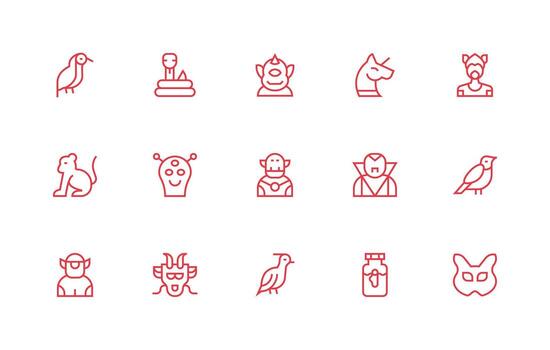 15 Regular Line Vectors for Creature Theme Icon Pack for UI