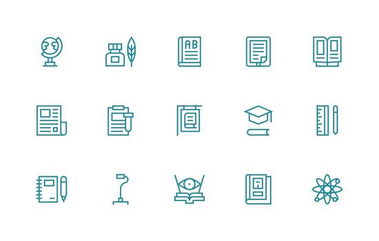 15 Icons for Study in Regular Line Format Icons Built for Visual Consistency Pack vector