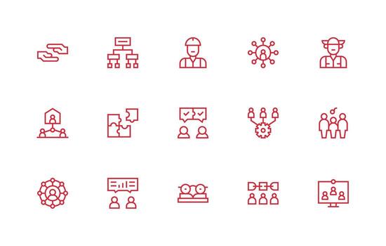 15 Regular Line Vectors for Teamwork Theme Balanced Icon Set for Functional Design