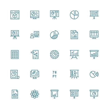 Infographic Design Icons featuring 25 in Medium Stroke Outline Style Essential Icons for Rapid UI Building vector