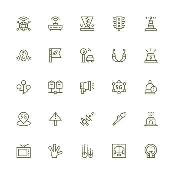 señal incluso 25 medio carrera contorno ilustraciones flexible icono sistema para web interfaces vector