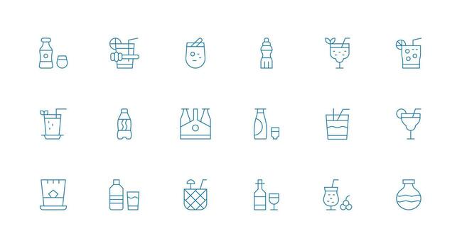 mínimo línea íconos desde no alcohólico conjunto con 18 vectores ui icono conjunto