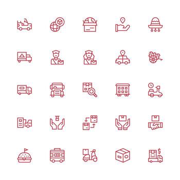 25 medio carrera contorno vectores para entrega Servicio tema ui y ux enfocado icono colección